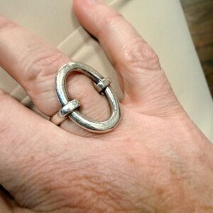 Hans Hansen Vintage 1960s Sterling Silver Modernist Minimalist Ring Women 8.75